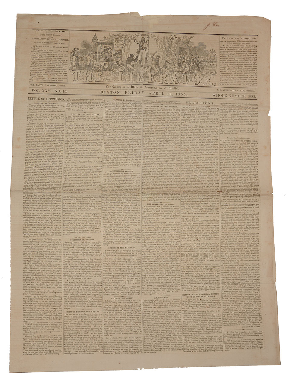 THE LIBERATOR NEWSPAPER – APRIL 13, 1855 EDITION
