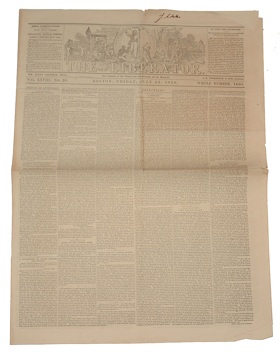 THE LIBERATOR NEWSPAPER – JULY 23, 1858 EDITION