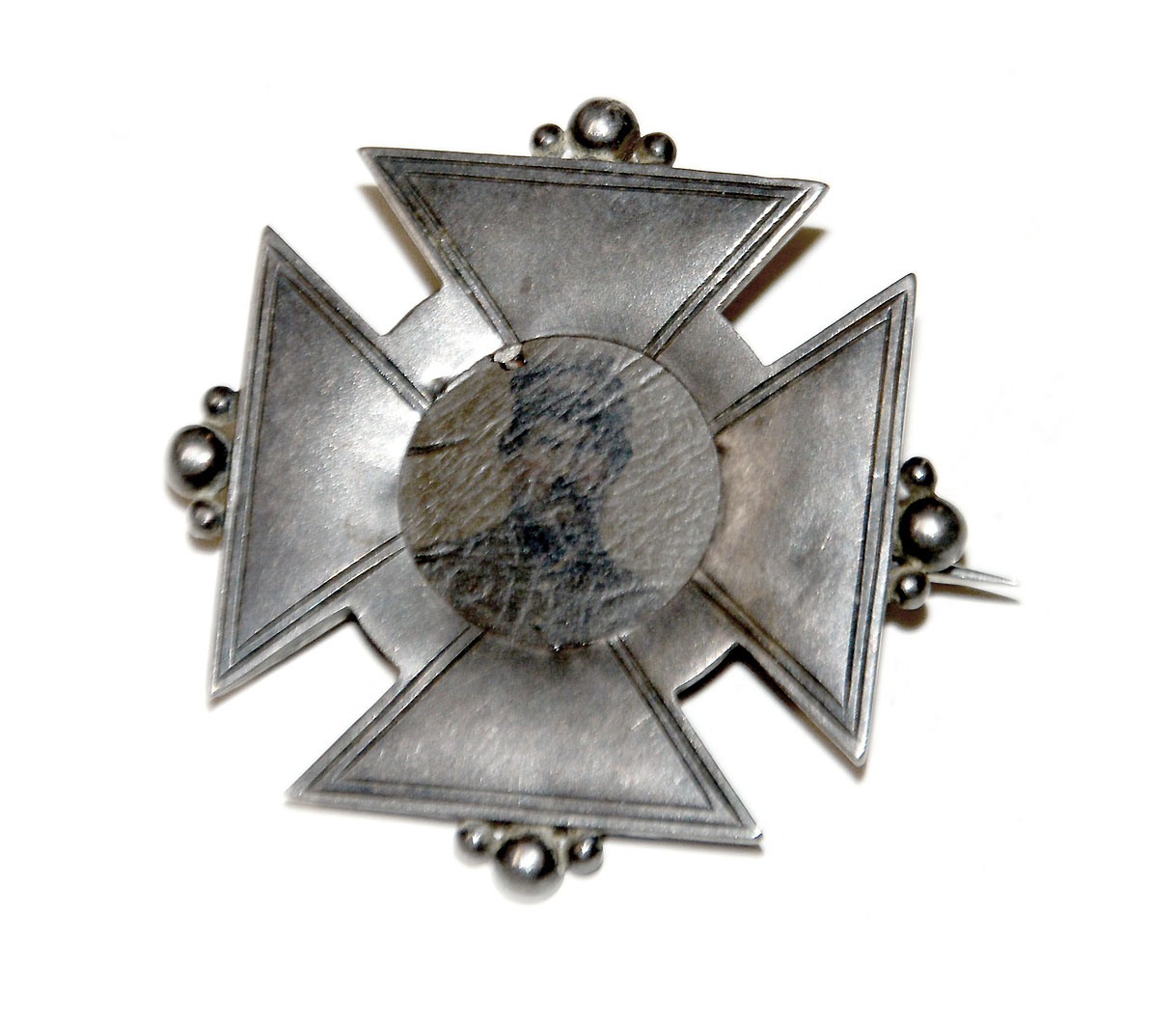 EXQUISITE 5TH CORPS BADGE WITH GEM TIN PHOTO OF SOLDIER