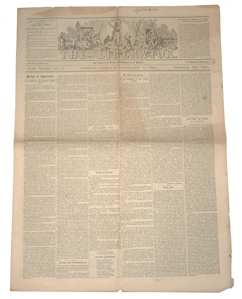  THE LIBERATOR NEWSPAPER – JANUARY 11, 1861 EDITION