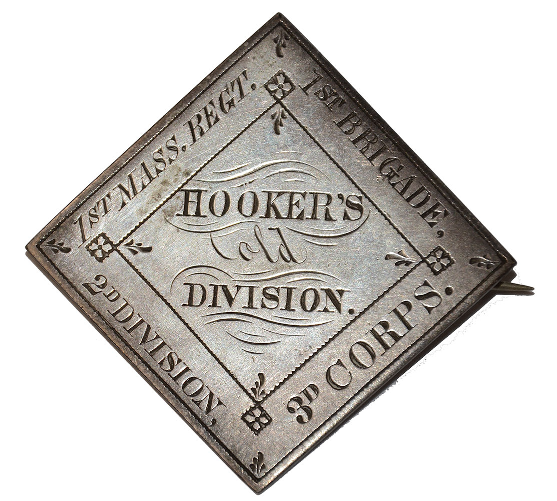 SILVER 3RD CORPS BADGE ID’D TO 1ST MASSACHUSETTS REGIMENT