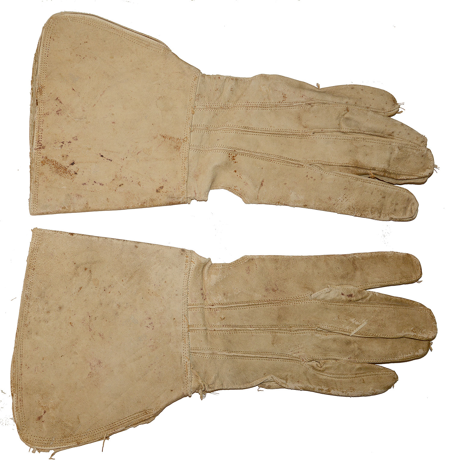 IDENTIFIED PAIR OF CIVIL WAR SURGEON’S BLOOD-SPATTERED GAUNTLETS