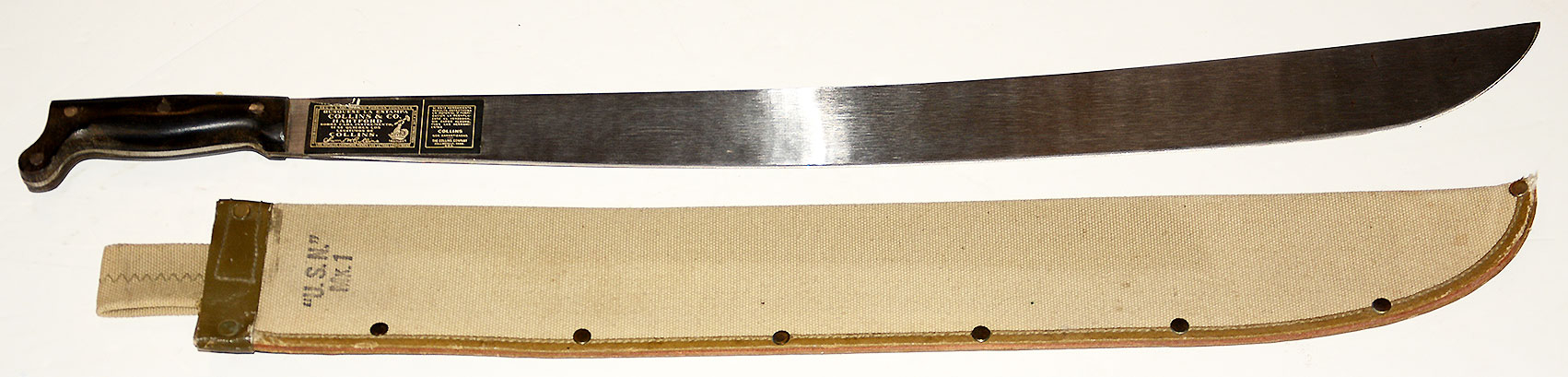 ORIGINAL WW2 U.S. NAVY MARK 1 MACHETE, DATED 1944, WITH SCABBARD