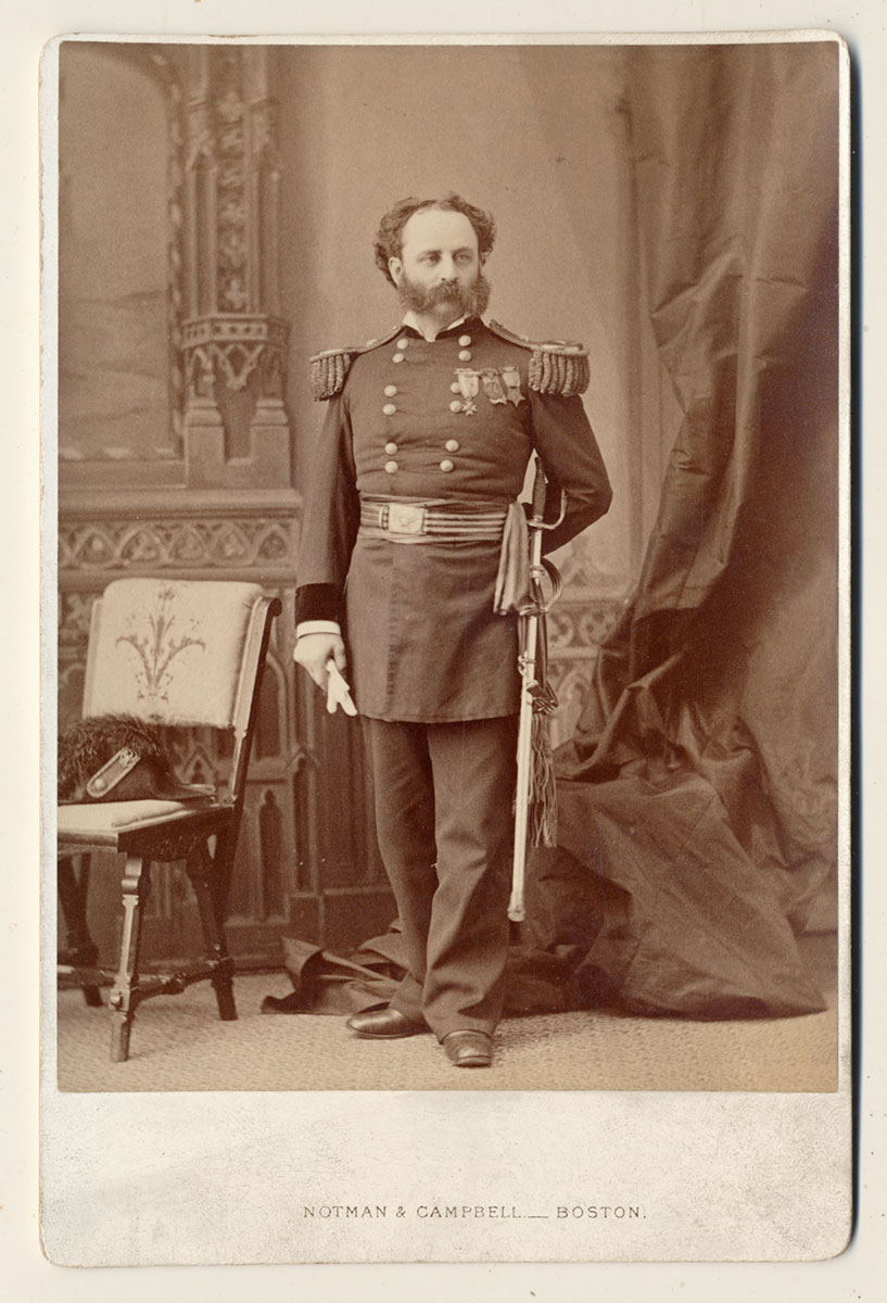 1893 CABINET CARD PHOTO OF CAPTAIN BLACKMAR WITH GRANT’S APPOMATTOX CHAIR