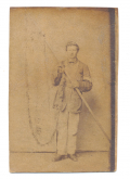 RARE CDV PHOTO – COLOR SGT. HENRY ENTRIKEN, 49th PENNSYLVANIA, WITH FLAG