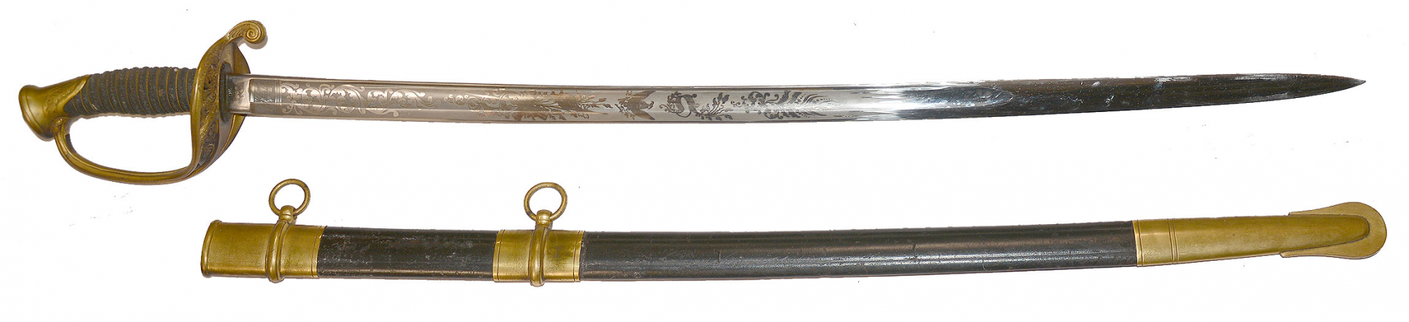 RARE 1861 DATED AND ANDREW D. KING U.S. INSPECTED AMES “DOUBLE ADDRESS” 1850 FOOT OFFICER’S SWORD