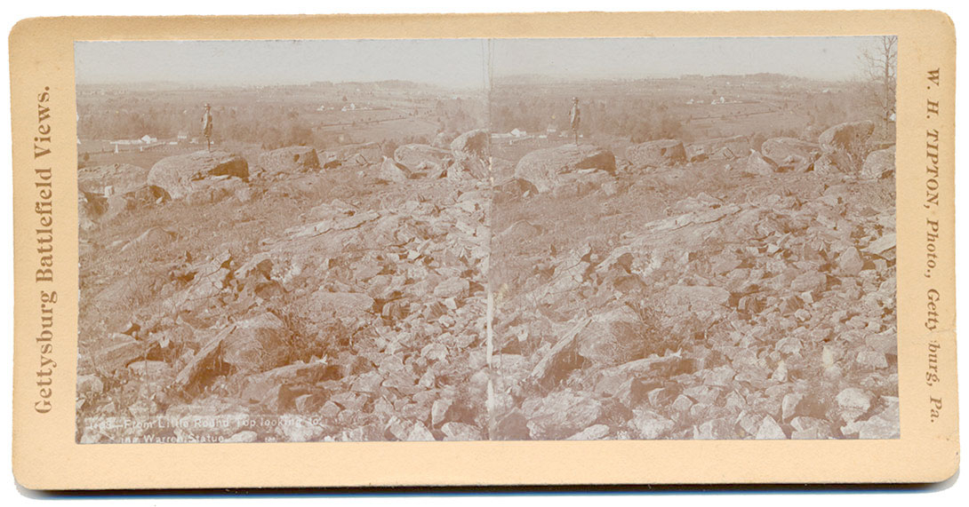 TIPTON STEREOVIEW CARD – VIEW FROM LITTLE ROUND TOP LOOKING NORTH