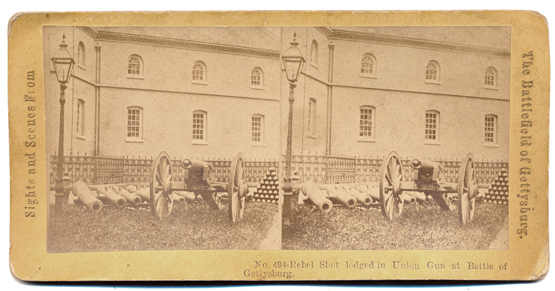 STEREOVIEW OF THE 1st RHODE ISLAND, BATTERY B “GETTYSBURG GUN” AT THE NAVY YARD