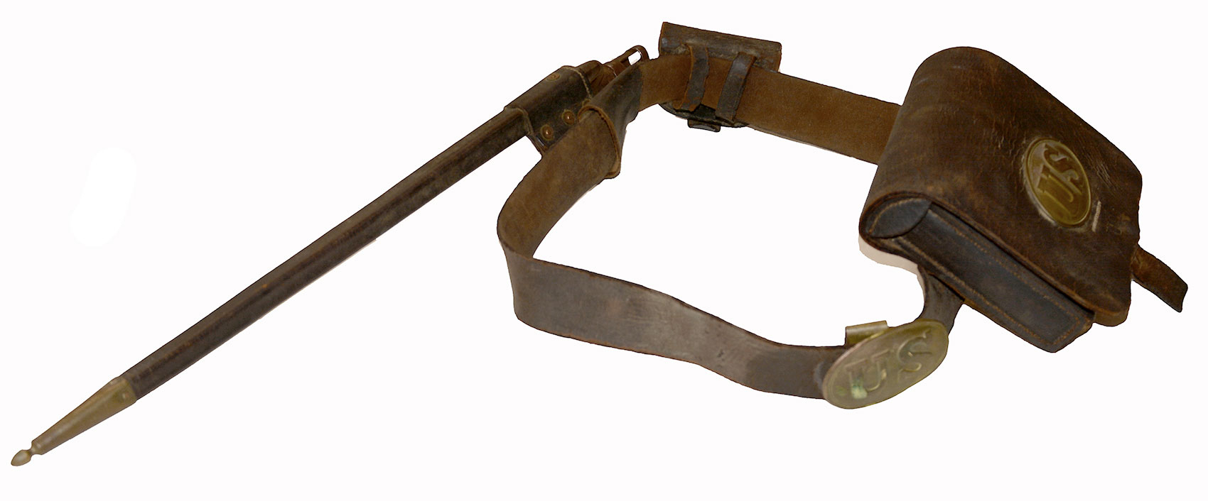 REGULATION CIVIL WAR U.S. INFANTRY WAIST BELT WITH CARTRIDGE BOX, CAP POUCH, AND BAYONET