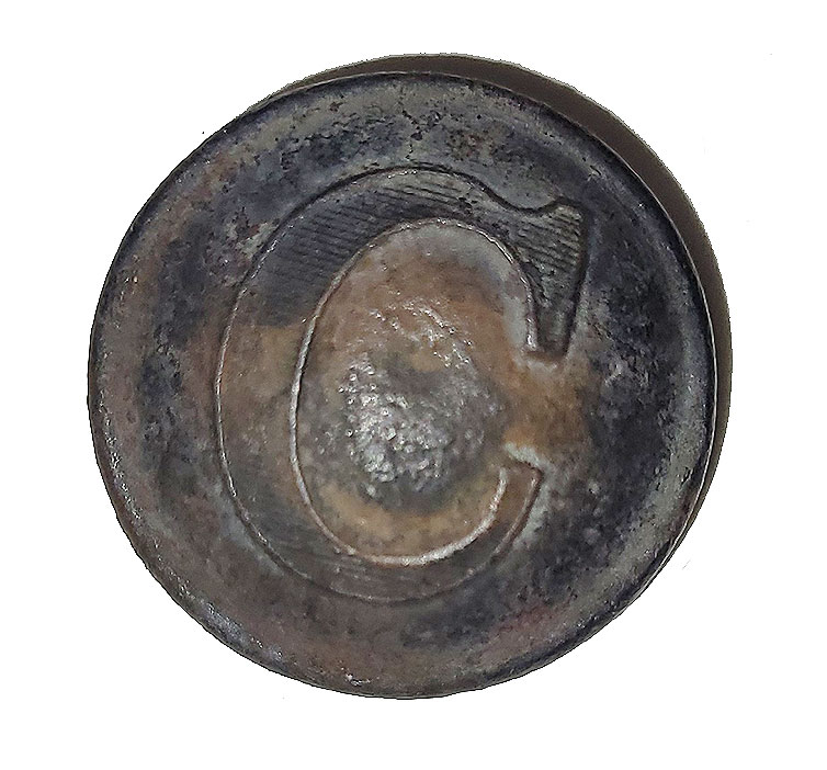 RELIC -- CIVIL WAR CONFEDERATE CAVALRY “LINED C” BUTTON