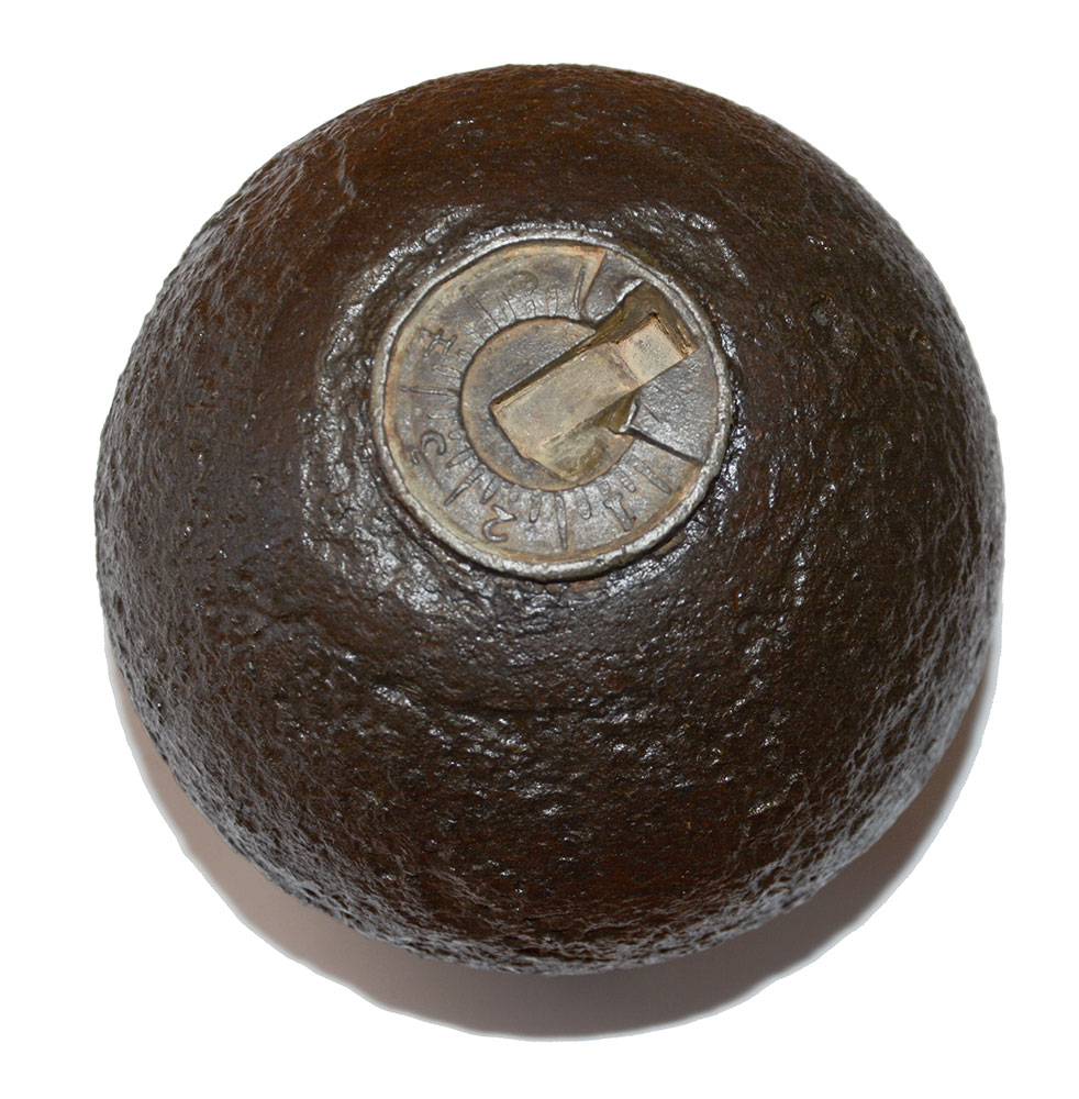 4.52 INCH CONFEDERATE 12-PDR. BORMANN FUSED SPHERICAL SHELL