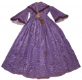 C1862-1863 AMETHYST PURPLE RIBBED WATERED SILK MOIRÉ DRESS
