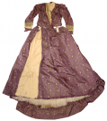ELEGANT C1890 WOMAN’S TWO-PIECE MAUVE FIGURED SILK RECEPTION DRESS