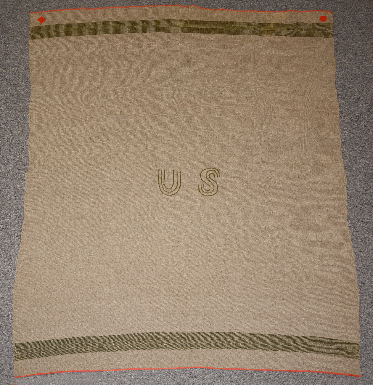 STENCIL ID’D CIVIL WAR ISSUE BLANKET WITH CORPS BADGES 