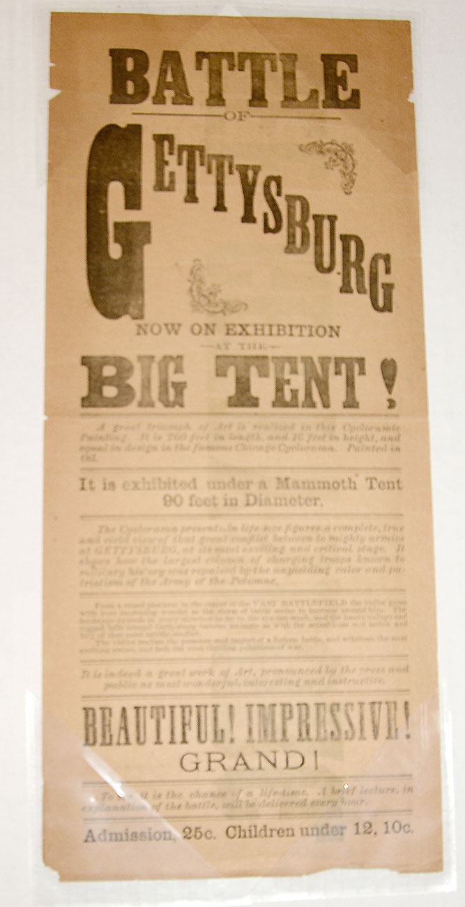 GETTYSBURG CYCLORAMA ADVERTISING BROADSIDE – LIKELY BOSTON, 1884-1885