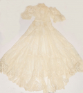 C1890-1900 PETITE SHEER IVORY NET AND LACE LINGERIE DRESS