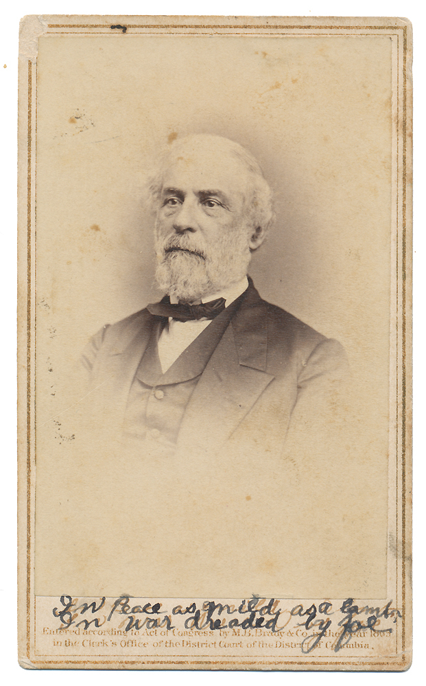 POST-WAR BUST VIEW FROM LIFE OF GENERAL ROBERT E. LEE BY BRADY WITH INTERESTING INSCRIPTION