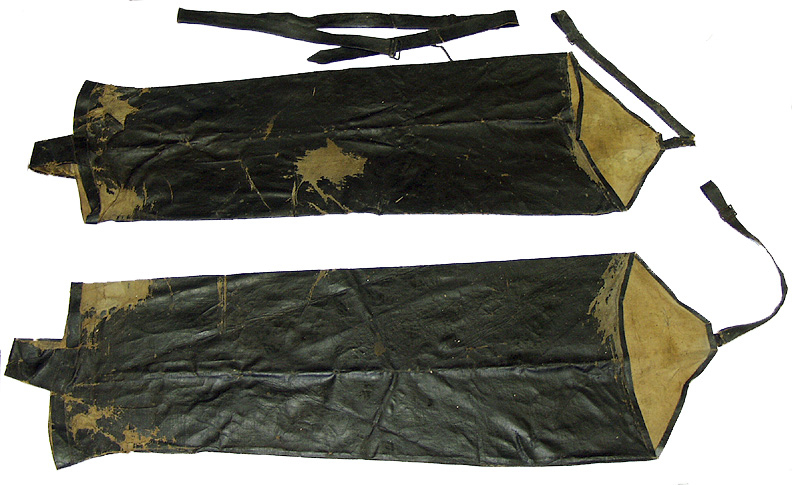 PAIR OF RARE, FULL LENGTH, WATERPROOF, INDIA-RUBBER RIDING LEGGINGS