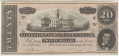 PMG GRADED 1864 CSA T-67 $20 NOTE FEATURING TENNESSEE STATE CAPITOL