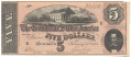 PMG GRADED 1864 CSA T-69 $5 NOTE FEATURING STATE CAPITOL, RICHMOND