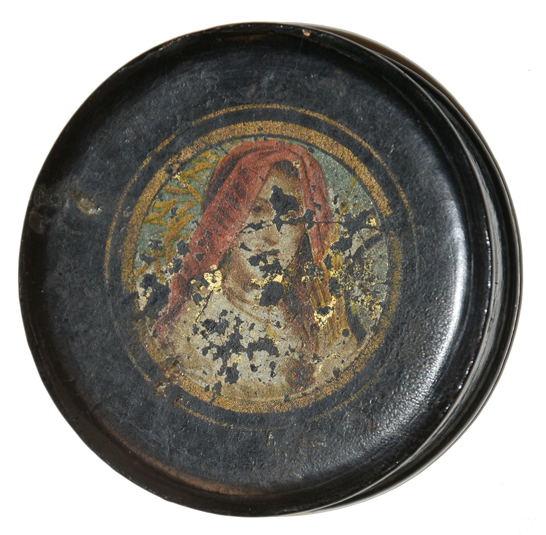 CIVIL WAR VINTAGE PAPER MACHE SNUFF BOX - RUFUS TOMPKINS, 144th NEW YORK INFANTRY