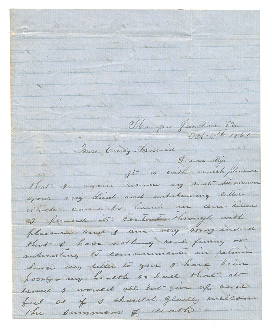 1861 21ST NORTH CAROLINA INFANTRY LETTER – PVT. HARRISON ALEXANDER