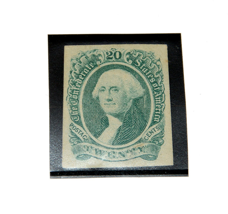 CONFEDERATE 20-CENT POSTAGE STAMP WITH GEORGE WASHINGTON, CSA13