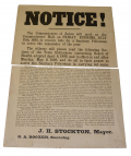 SANITARY POLICE NOTICE FROM SALEM, NORTH CAROLINA, 1892