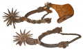 IRON VAQUERO STYLE MEXICAN GOOSENECK SPURS WITH SILVER INLAY