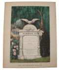 VERY RARE “THE SOLDIER’S GRAVE” MEMORIAL LITHO BY CURRIER AND IVES – WILLIS H. GIFFORD, 5th NY ARTILLERY, KILLED AT CEDAR CREEK