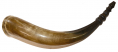 WONDERFUL ID’D TYLER TEXAS P.O.W. CARVED POWDER HORN: LADY LIBERTY, COLUMBIA, US EAGLE, AND THE ESCAPING OWNER AND COMRADE CHASED BY HOUNDS!