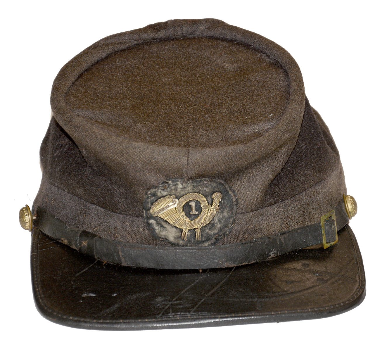 VERY FINE CIVIL WAR UNION OFFICER'S KEPI; FIRST MASSACHUSETTS INFANTRY