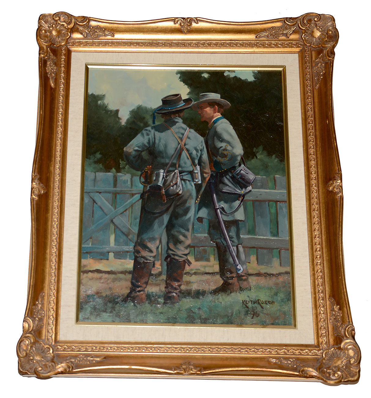 KEITH ROCCO — ORIGINAL OIL PAINTING ON CANVAS: CONFEDERATE INFANTRY OFFICERS