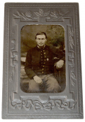 TINTYPE OF UNION THIRD CORPS SOLDIER IN MOURNING FRAME