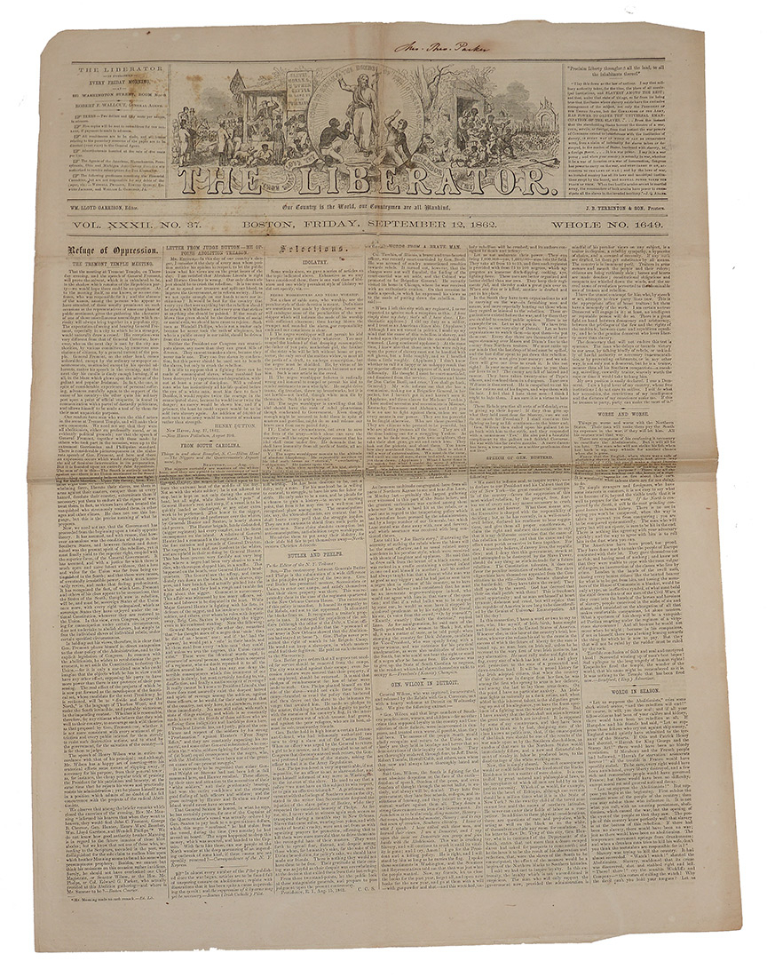 THE LIBERATOR NEWSPAPER – SEPTEMBER 12, 1862 EDITION