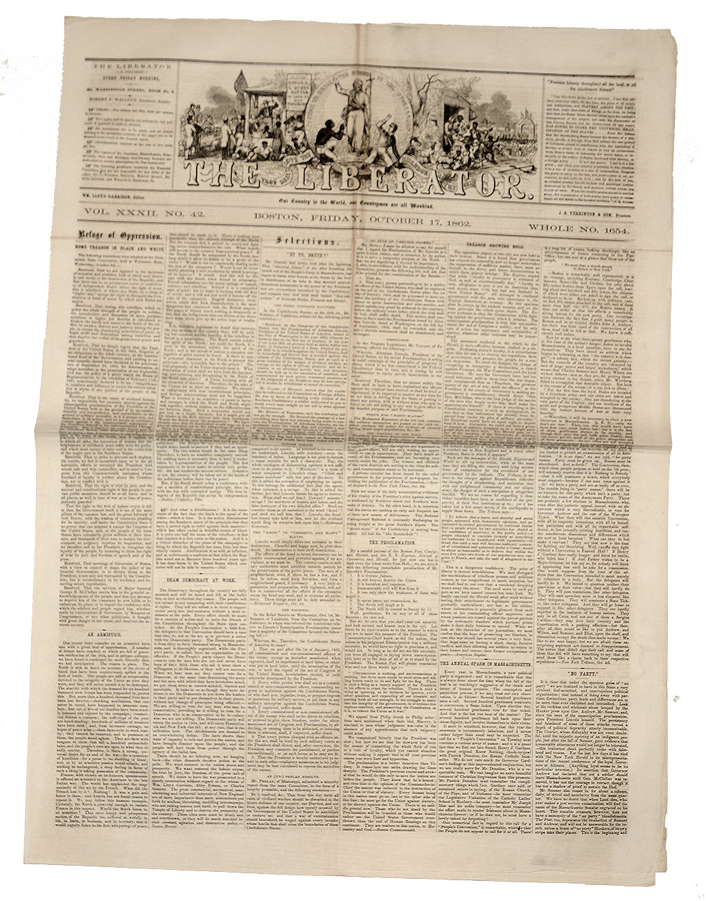 THE LIBERATOR NEWSPAPER – OCTOBER 17, 1862 EDITION