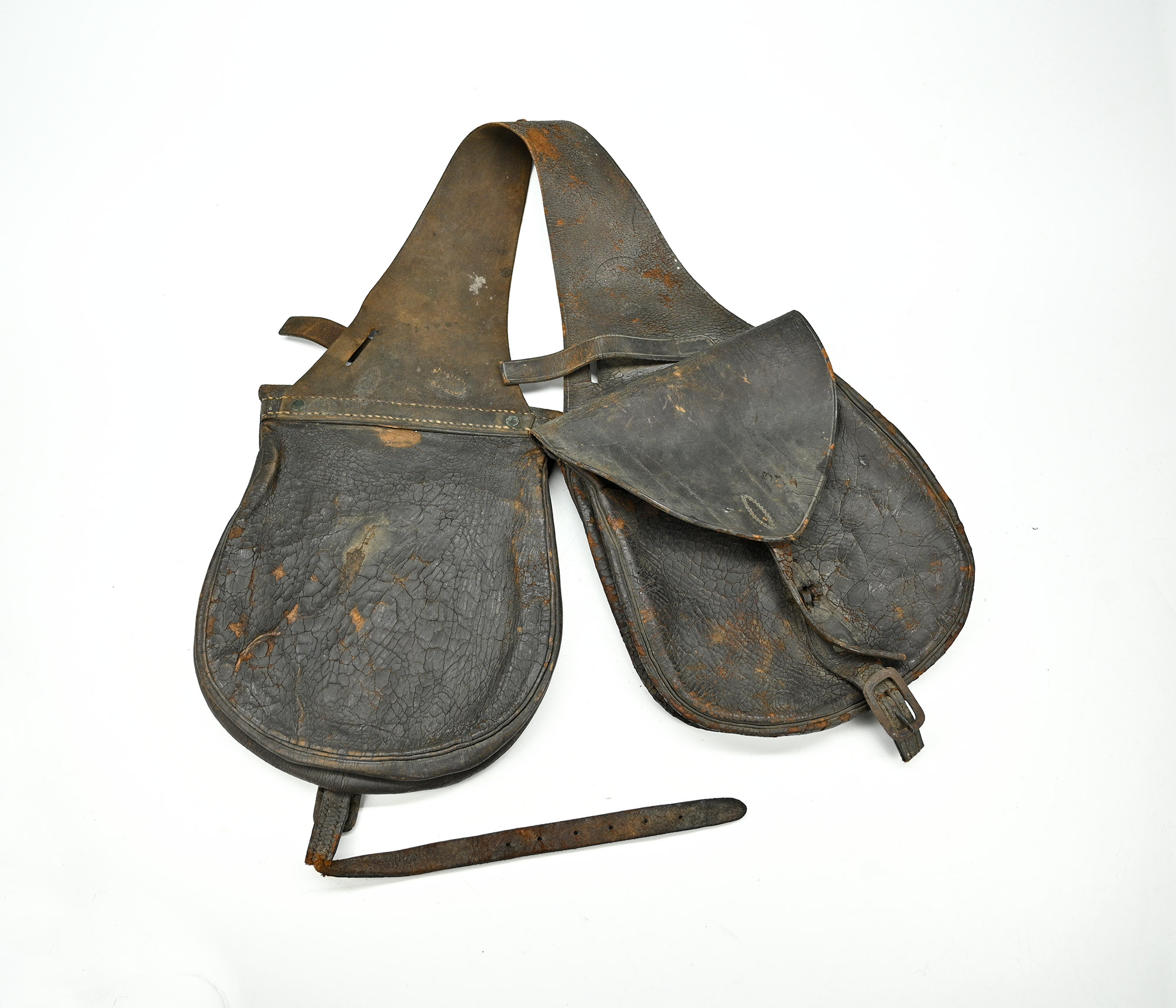 CIVIL WAR CAVALRY US MODEL 1859 McCLELLAN SADDLE BAGS: MAKER & INSPECTOR MARKED
