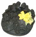 CHARMING C1890S BLACK HAT OF CRISP SILK TAFFETA