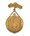 1917 US AND CS PEACE JUBILEE BADGE IN THE SHAPE OF A CANTEEN