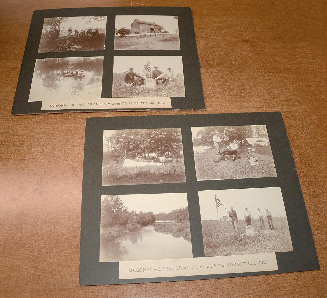 ALBUMEN PHOTOS OF MASONIC FISHING CAMP, MARSH CREEK / ROCK CREEK, ADAMS COUNTY, PENNSYLVANIA