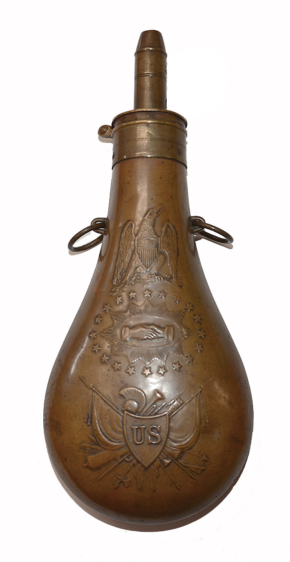 VERY NICE “BATTY”-MARKED MARTIAL “PEACE” FLASK