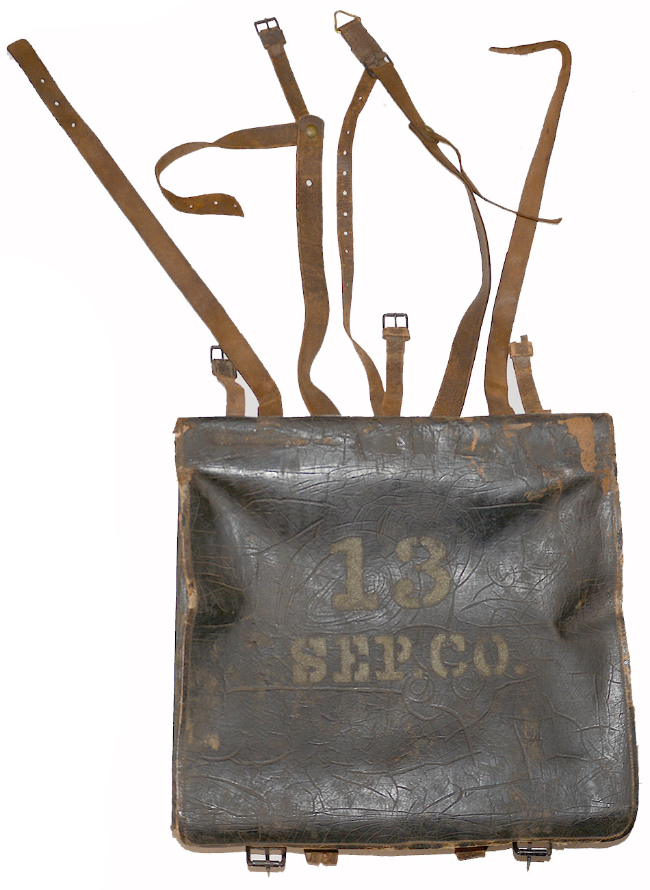 POST-CIVIL WAR MILITIA “HARD PACK” KNAPSACK WITH UNIT MARKINGS
