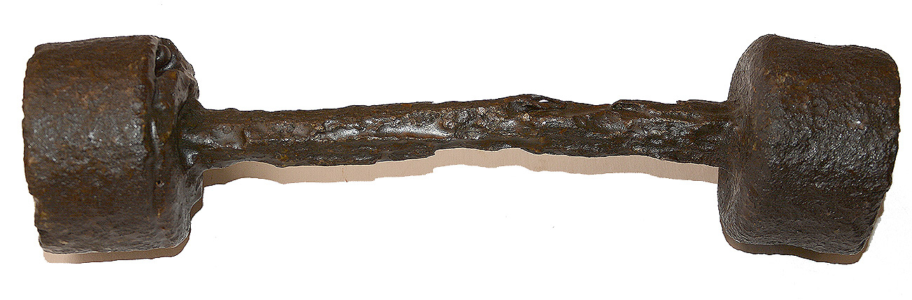 REVOLUTIONARY WAR IRON BAR SHOT, CYLINDRICAL-HEAD (