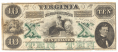 $10 VIRGINIA TREASURY NOTE DATED 1862