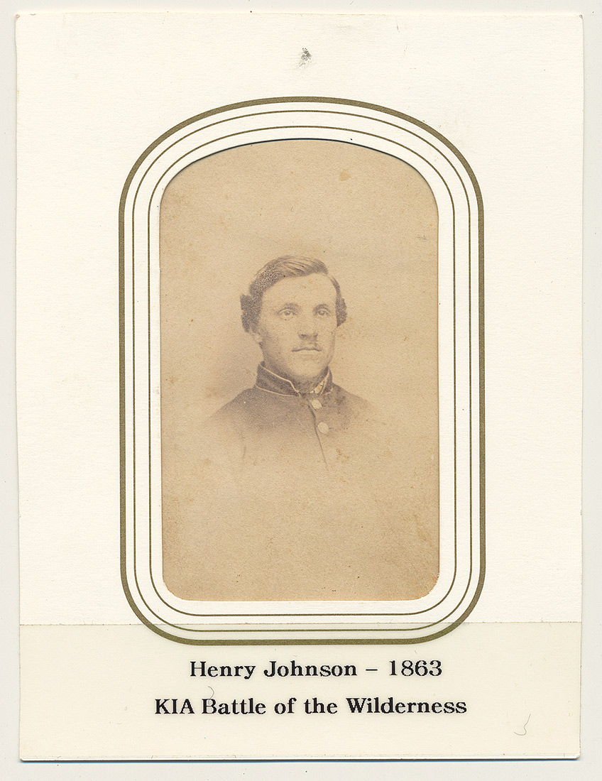 CDV PHOTO OF HENRY C. JOHNSON, 139TH PA, KIA IN THE WILDERNESS