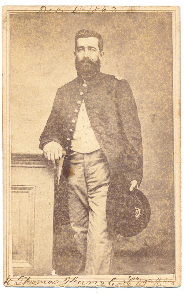 CDV OF CAPTAIN THOMAS CURRY – 119th ILLINOIS, DECEMBER 1863 DATE