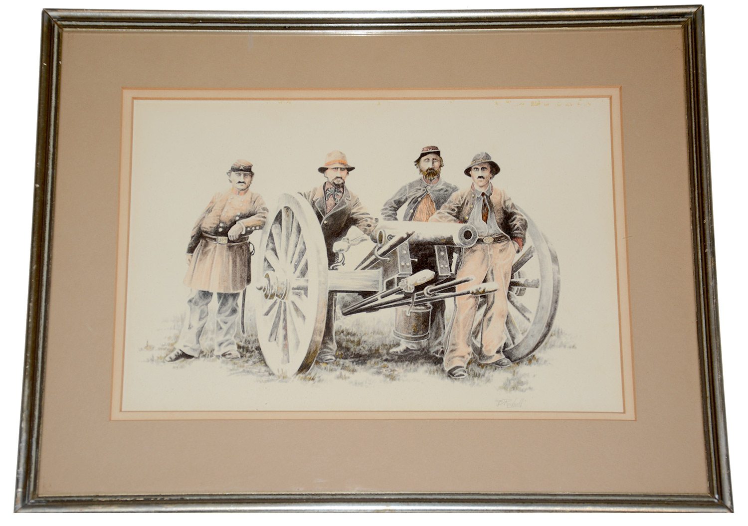 WATERCOLOR AFTER GIBSON'S ICONIC PHOTOGRAPH OF BATTERY A, 2ND U.S. ARTILLERY, FAIR OAKS, JUNE 1862 — EX-RON TUNISON COLLECTION