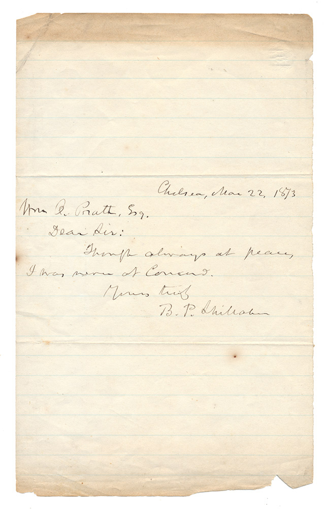 1873 ALS – HUMORIST BENJAMIN P. SHILLABER, FIRST EDITOR TO MARK TWAIN, CREATOR OF “MRS. PARTINGTON”