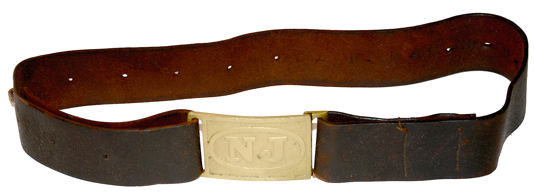 INDIAN WARS MODEL 1874 NEW JERSEY BELT PLATE ON LEATHER BELT