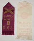 PAIR OF BATTERY “B,” LOUISIANA FIELD ARTILLERY SILK RIBBONS, C. 1890’S-1900’S